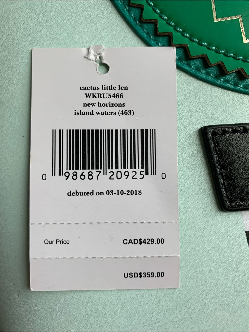 kate spade Mint Green Cactus Tote with Matching Cactus Wallet & Accessories - Picture 4 of 15